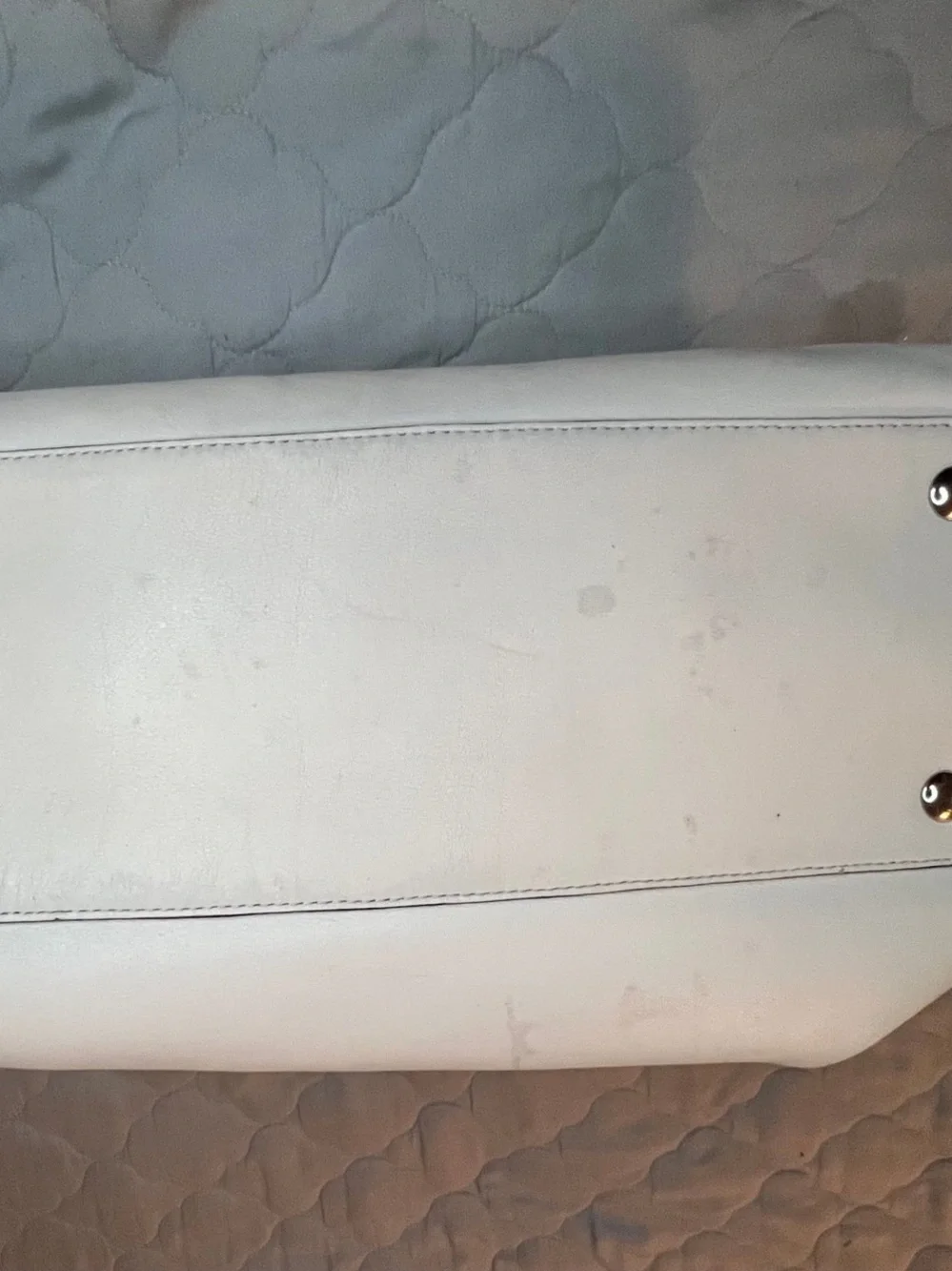 Coach Two-Tone Leather Satchel in Cream and Black with Tassel